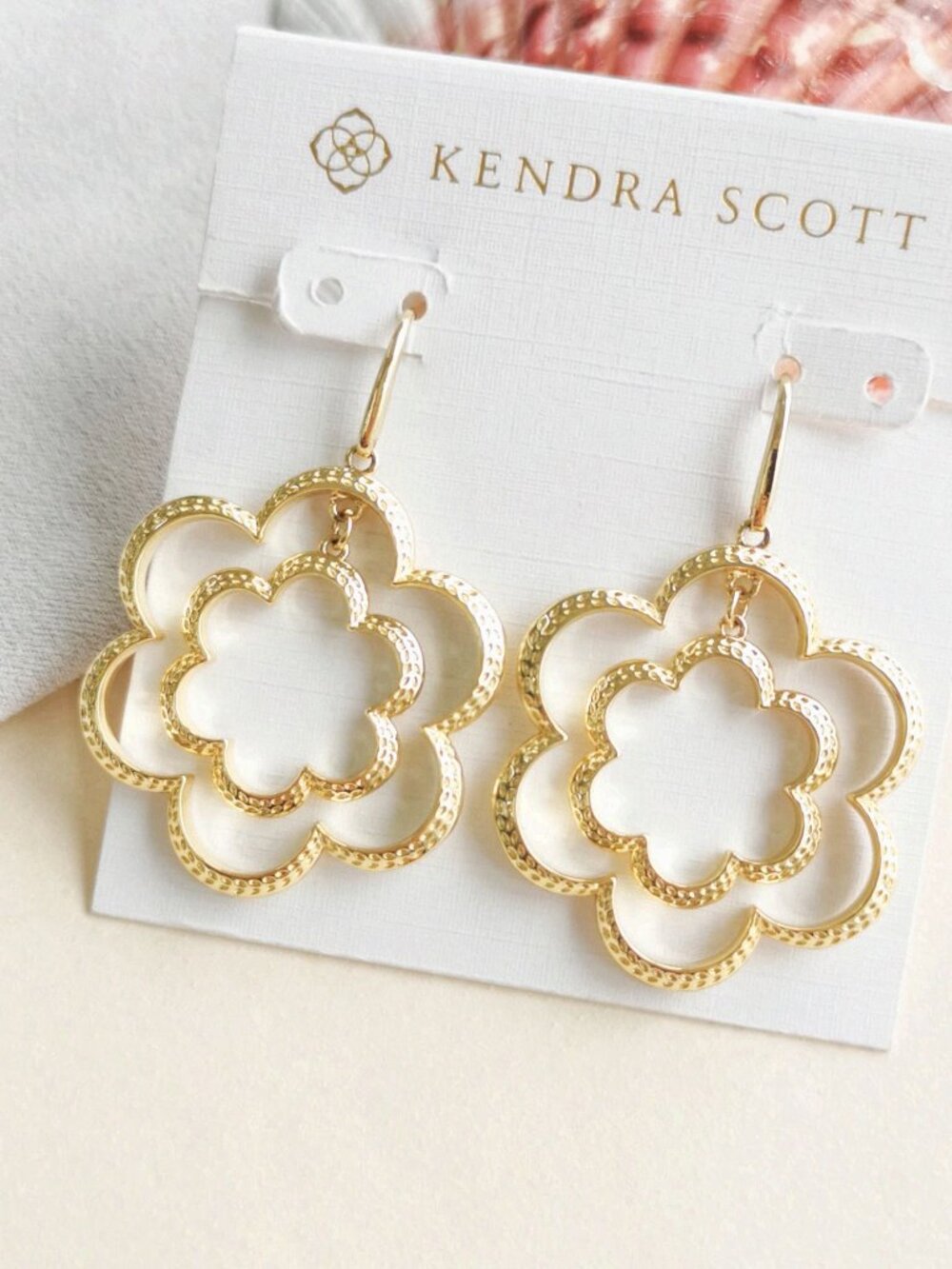 New Gold Kendra Scott Susie Open Frame Earrings
